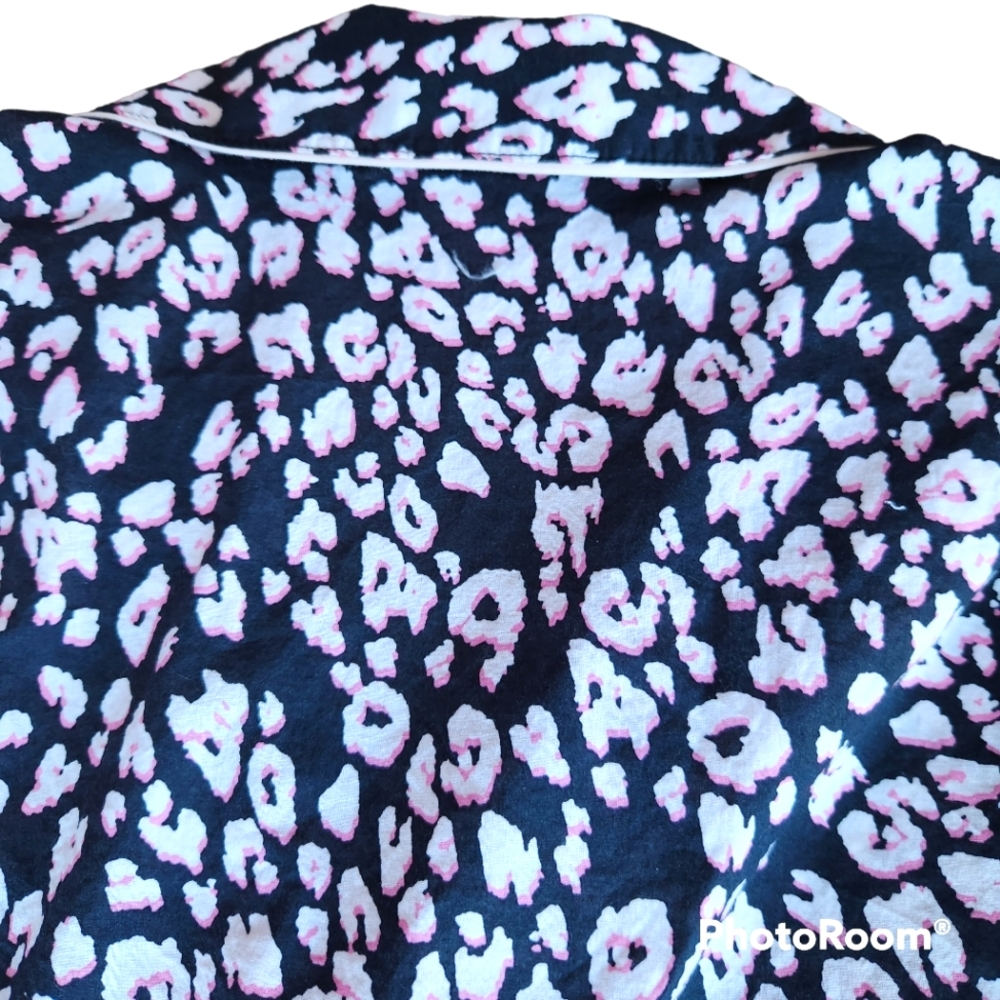 Victoria's Secret Animal Print Pink, Black, White Button-Up Night-Shirt  M - Picture 3 of 7